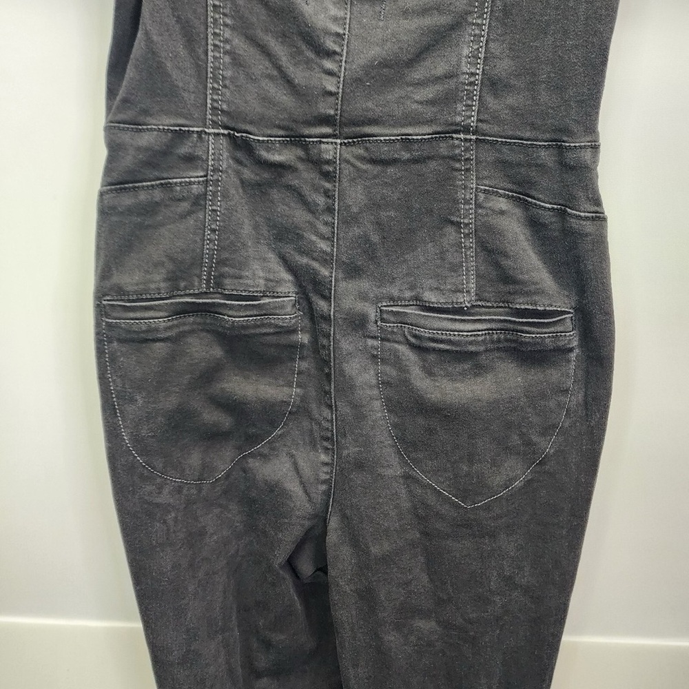 Free People Moonbeam Jumpsuit Black Puff Sleeve Open Back Flare Medium - Picture 9 of 13